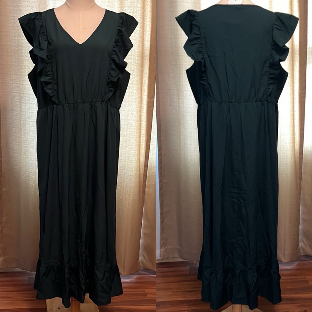 Green Sleeveless Maxi Sundress with V-Neck Womens Plus Size 2XL
